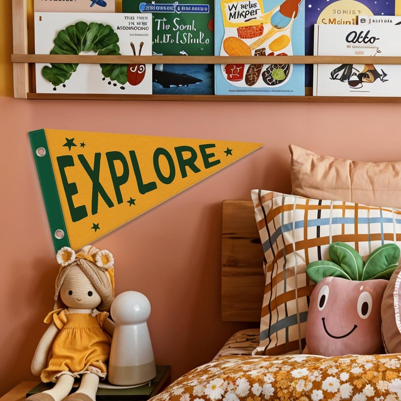 MOFUYU Boys Room Decor,Nursery Decor Pennant Banners Flags,Camping Decor Wall Hanging Felt Banner Decor for Toddler,Boy Room,Nursery,Kids Playroom,Cabin 7.4x14 Inch - Image 4